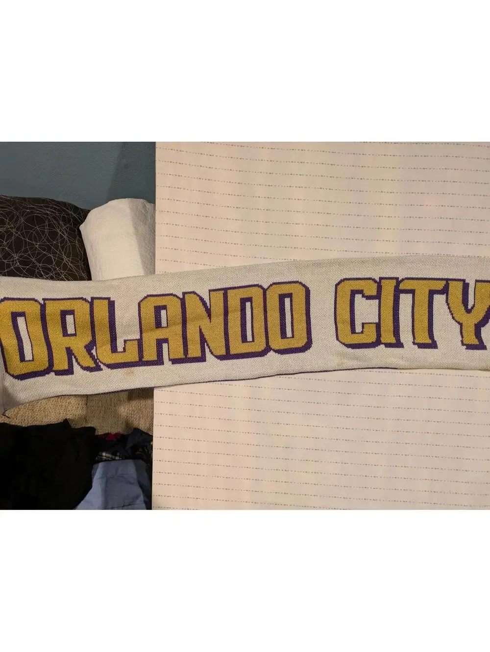 Adidas Orlando City Sc Jacquard Scarf Gold & Purple One Size